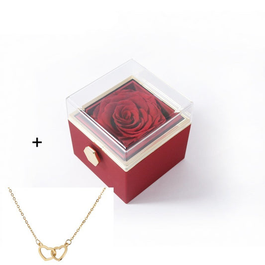 Valentine's Flip Box with Necklace Red box with gold necklace