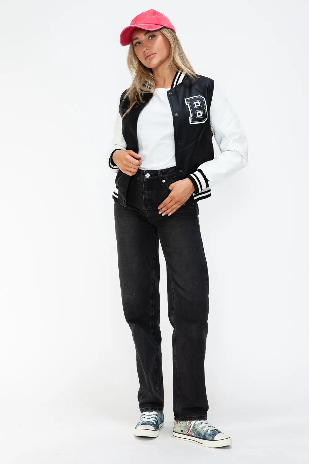 Faux Leather Bomber Jacket