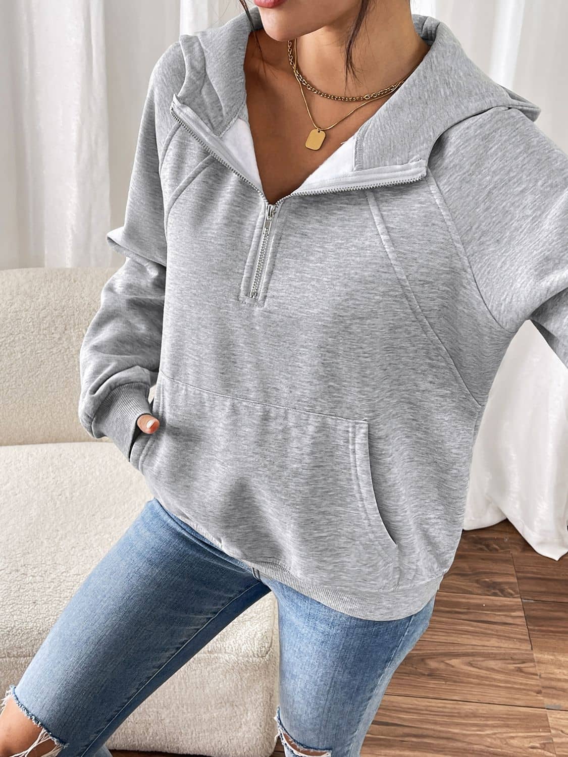 womens half zip hoodie