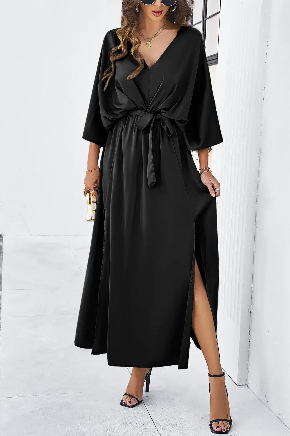 3/4 sleeve dress for wedding guest