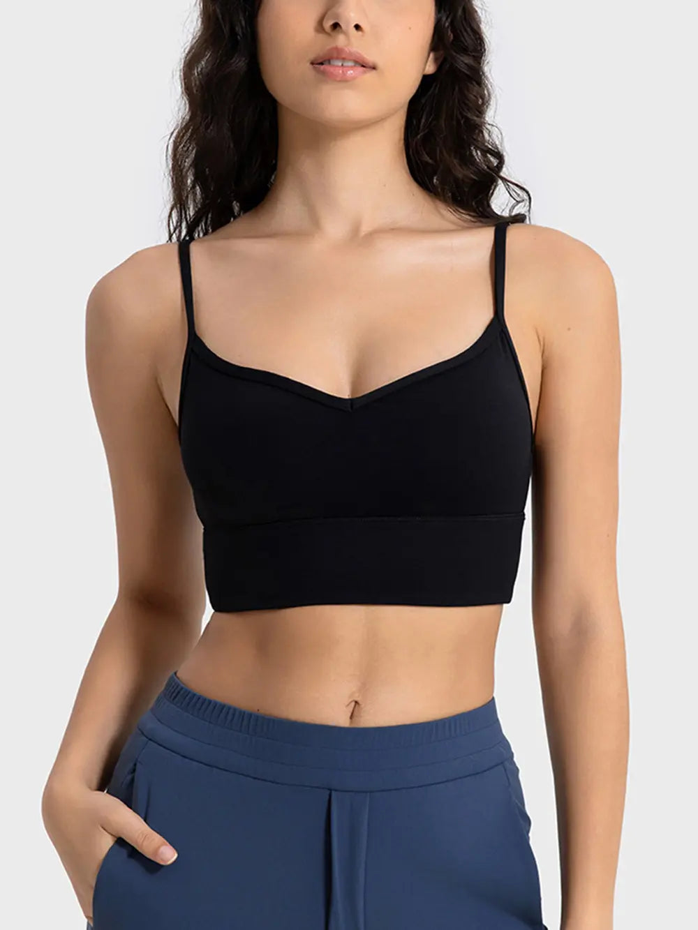 Spaghetti Strap Sport Bra Black