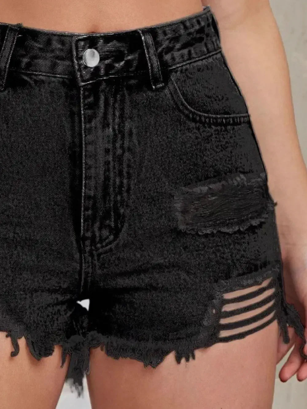 ladies distressed denim shorts