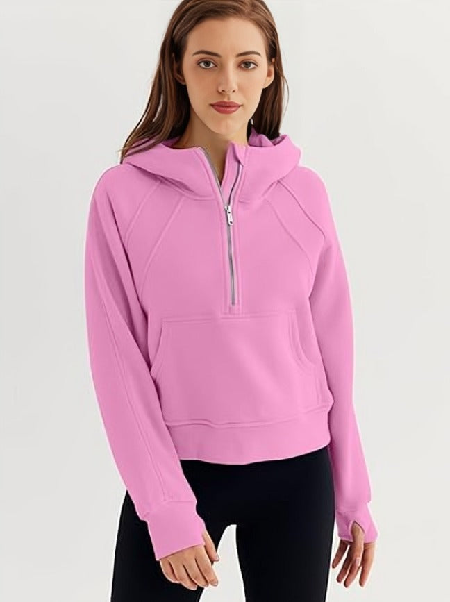 kangaroo pocket hoodie women's Pink