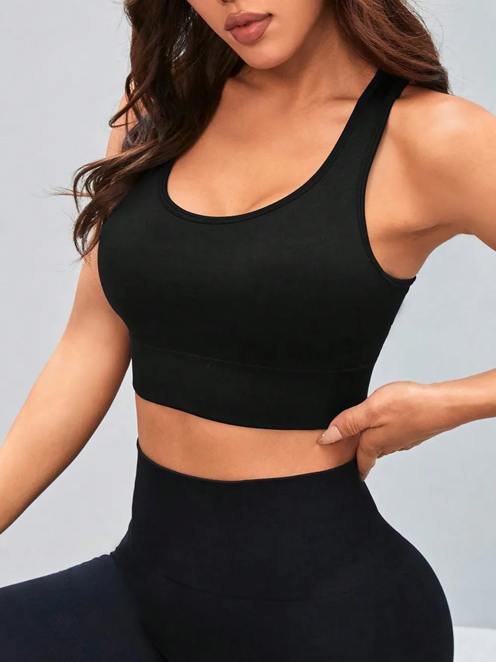 black cropped workout tank