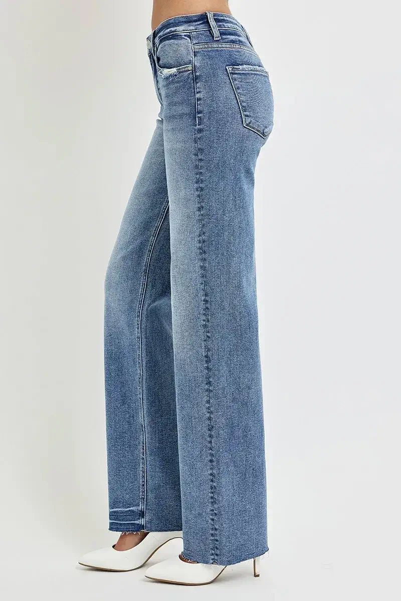 high waisted straight leg jeans for women