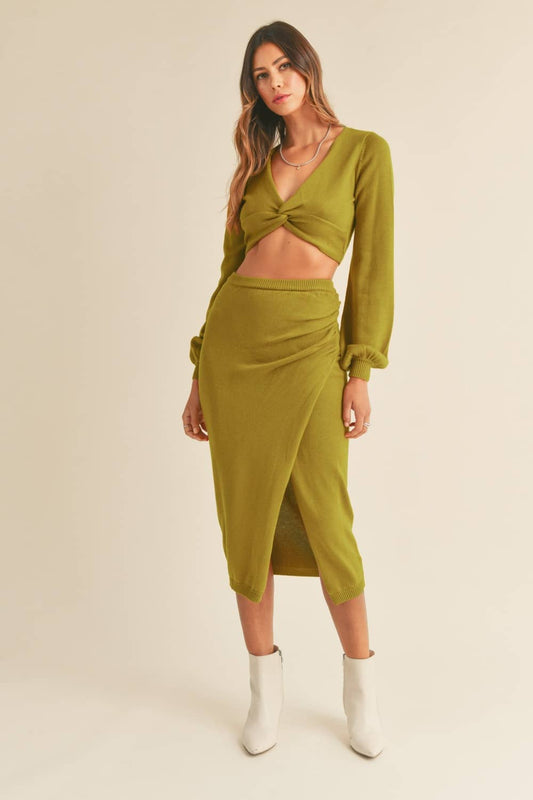 skirt and crop top set Moss Green