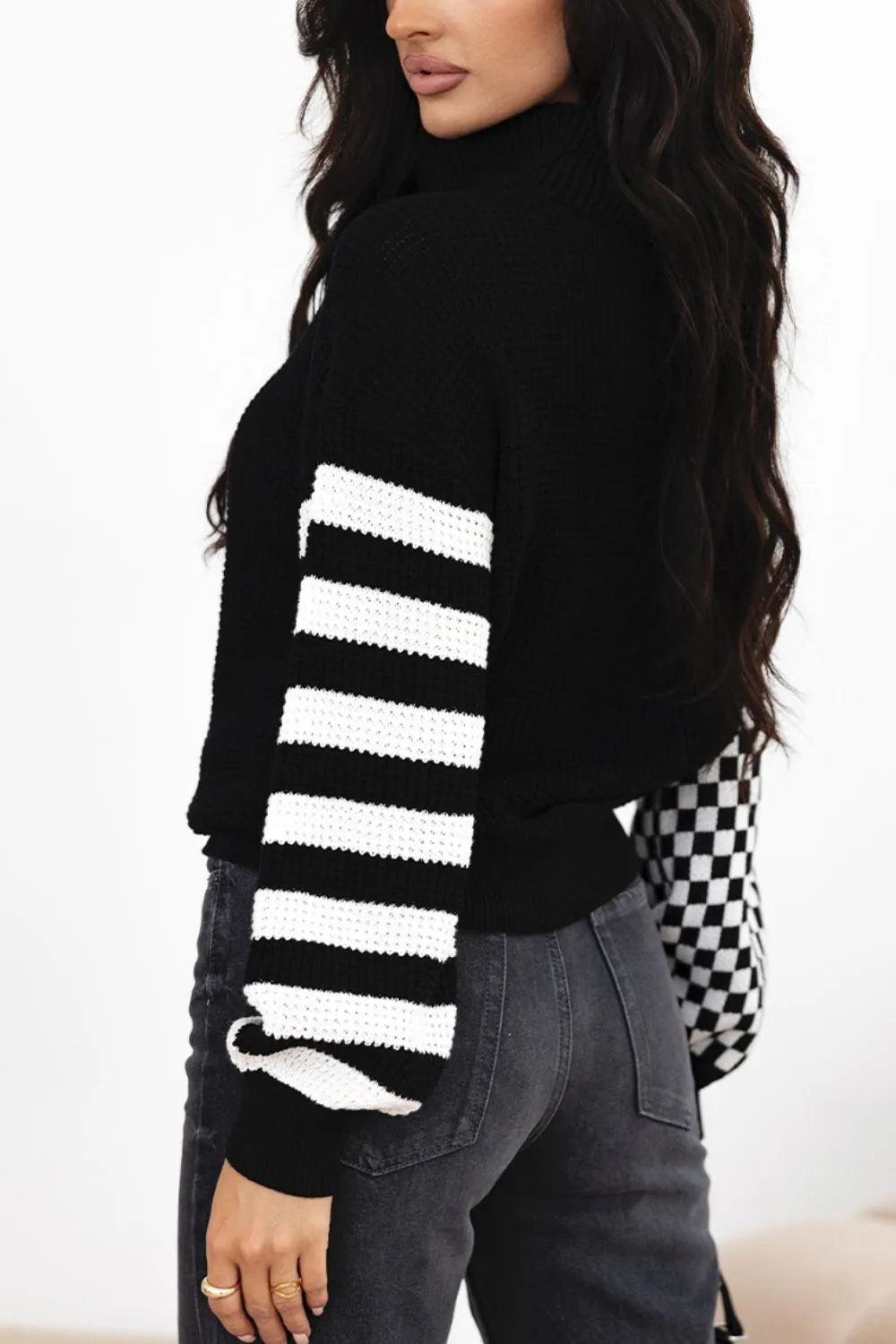 women's striped turtleneck sweater