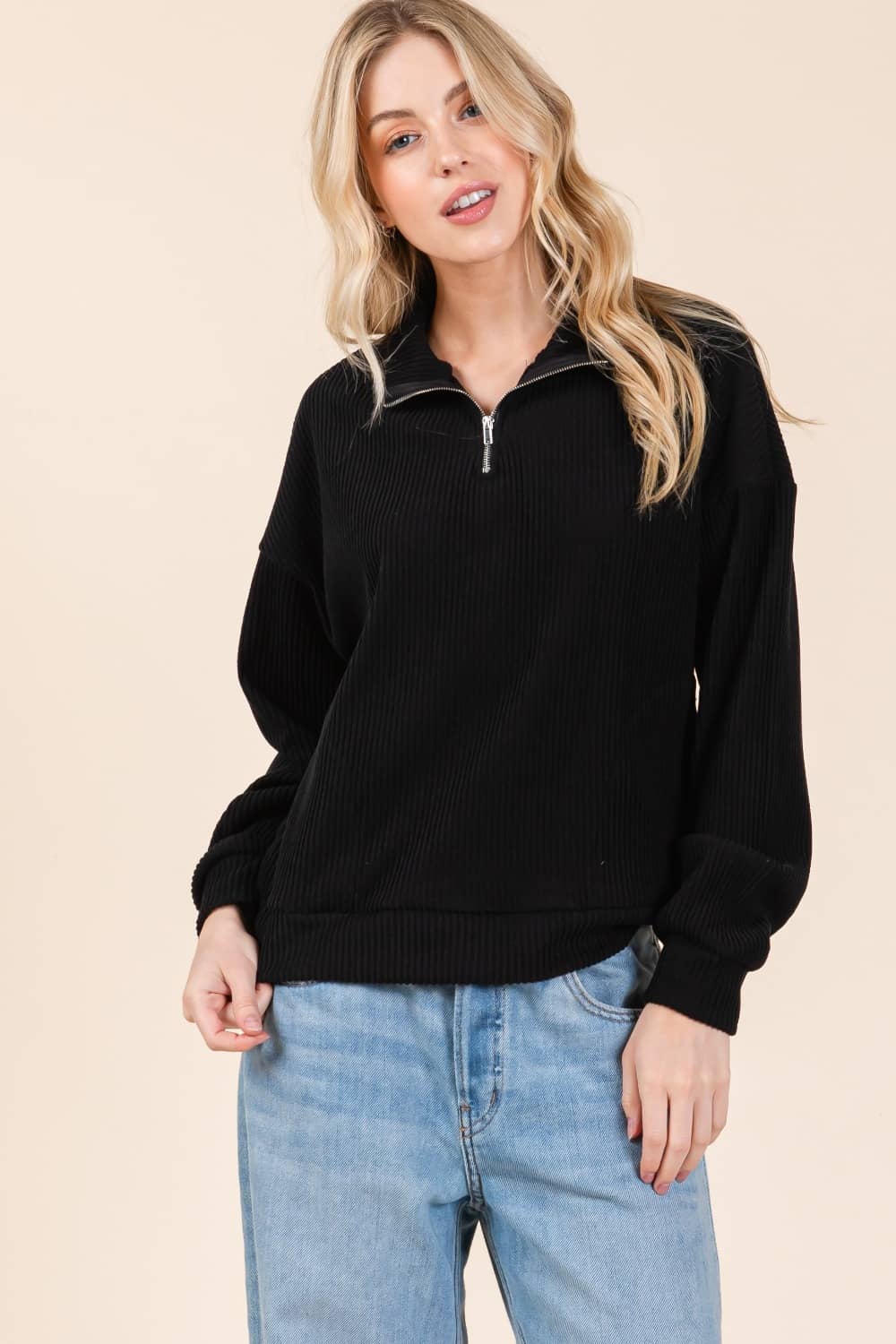 women's quarter zip sweatshirt