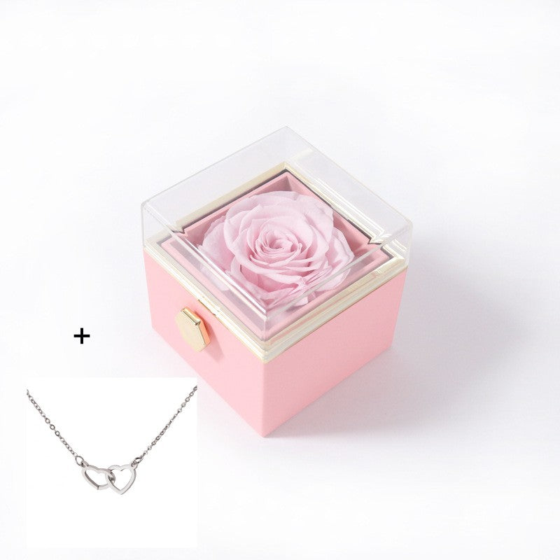 Valentine's Flip Box with Necklace Pink box with silver Necklace