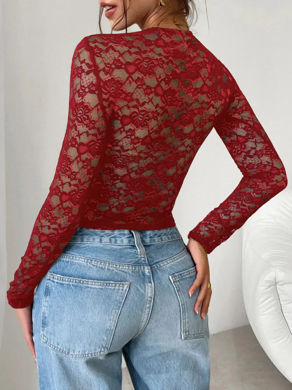 crop top lace long sleeve