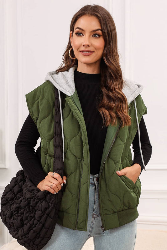 women's hooded puffer vest