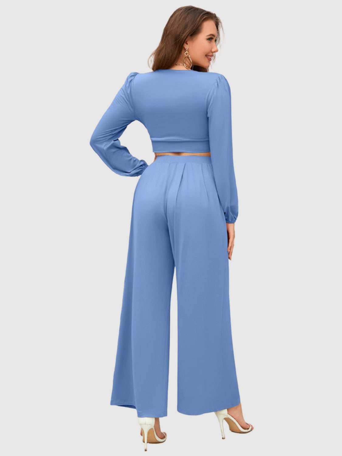 crop top and wide leg pants set