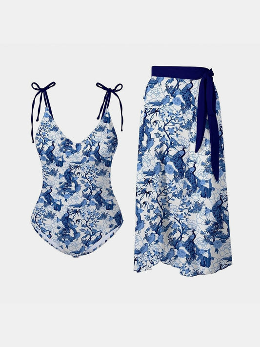 swimsuit with skirt Dusty Blue