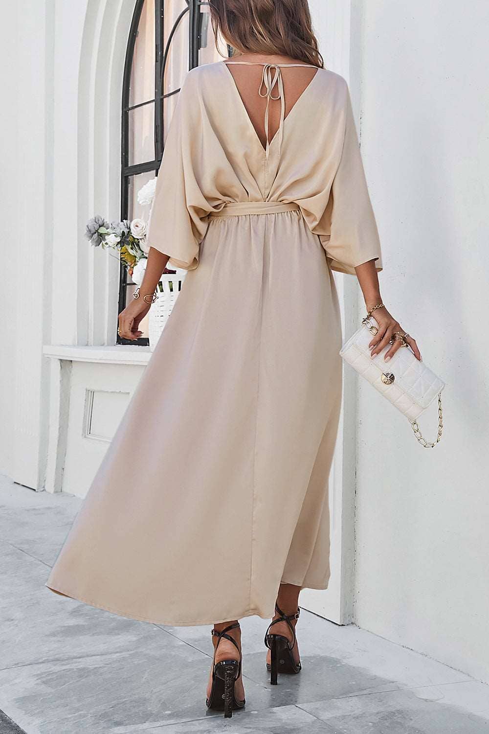 3/4 sleeve dress for wedding guest