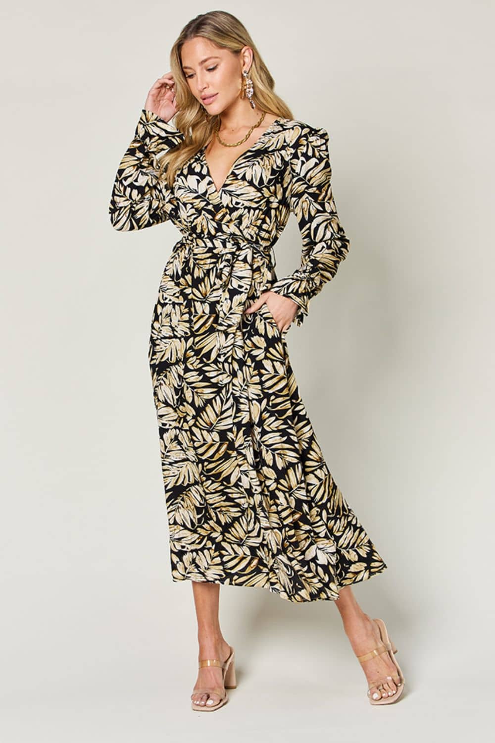 long sleeve flounce dress