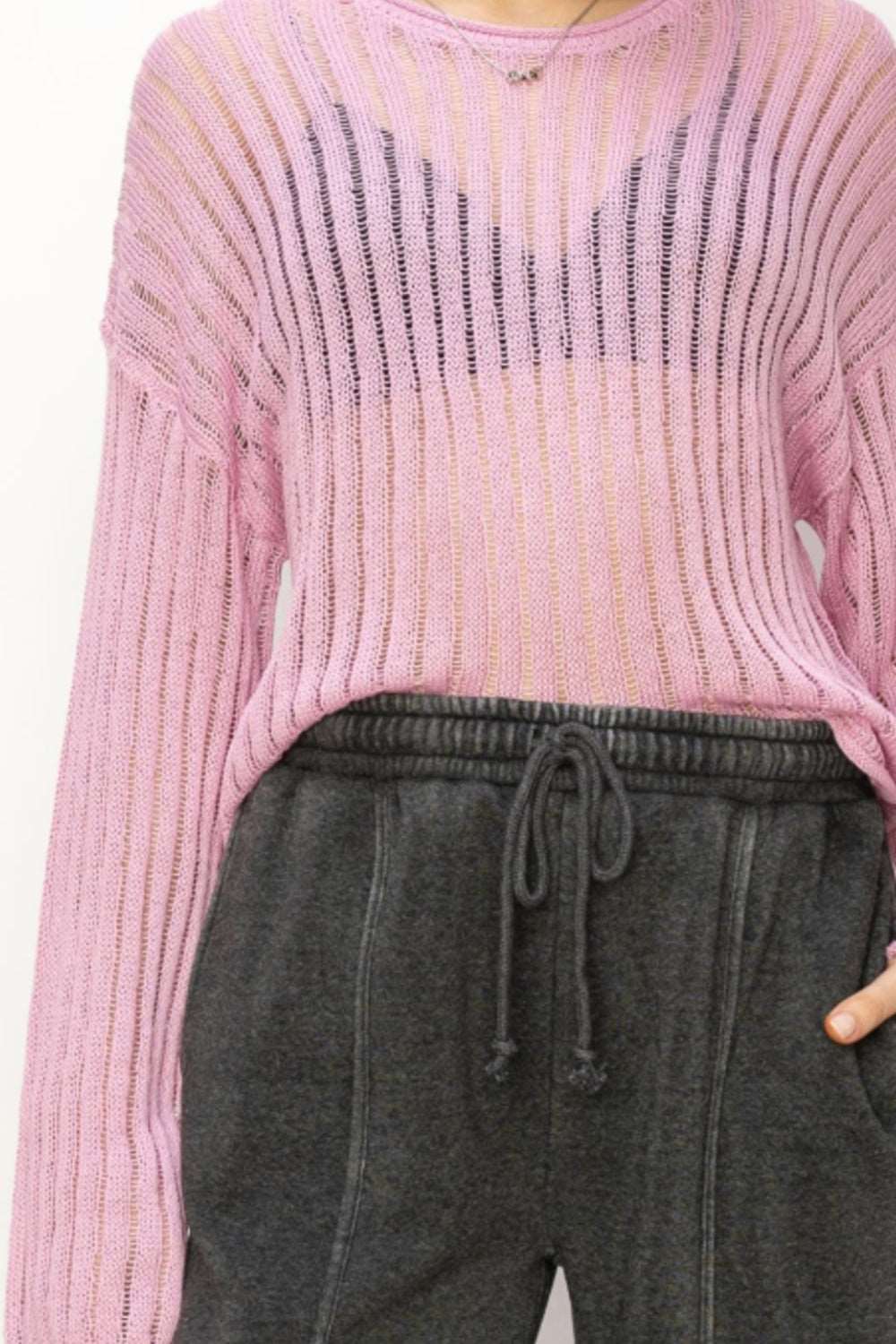 long sleeve ribbed knit top