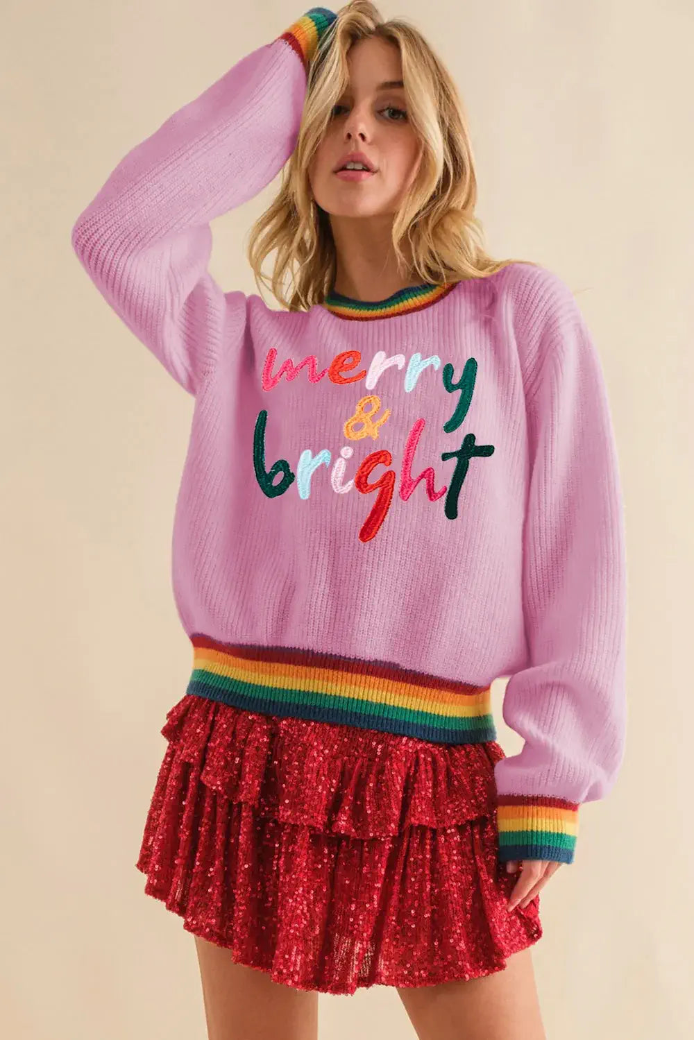 merry and bright sweater Pink