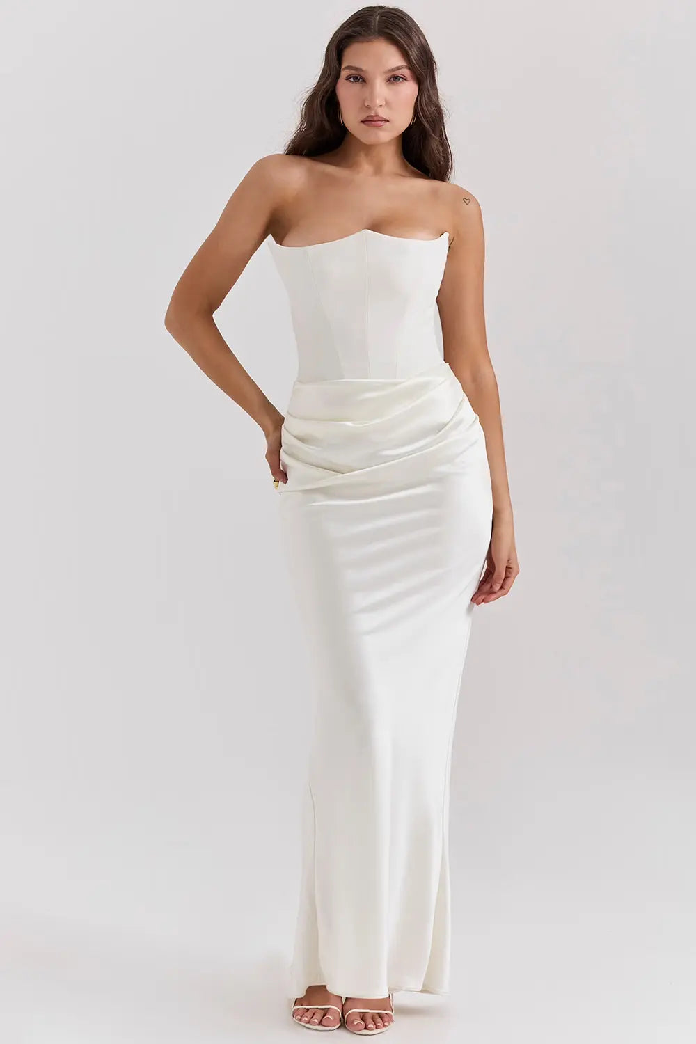 strapless dress for wedding guest White