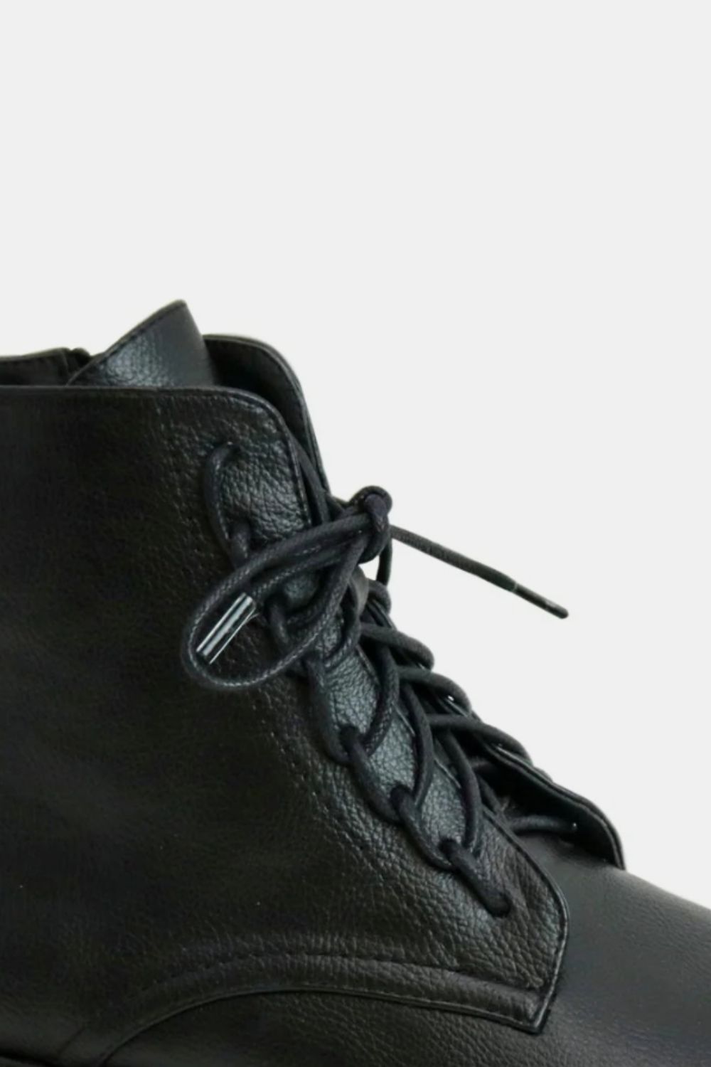 Faux Leather Lace-Up Boots with Side Zipper