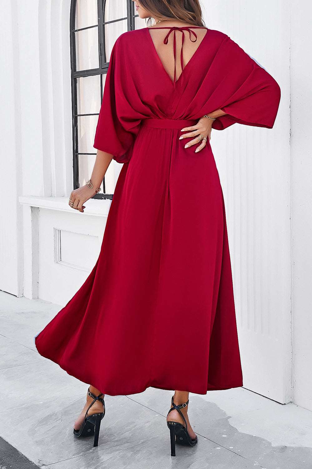 3/4 sleeve dress for wedding guest