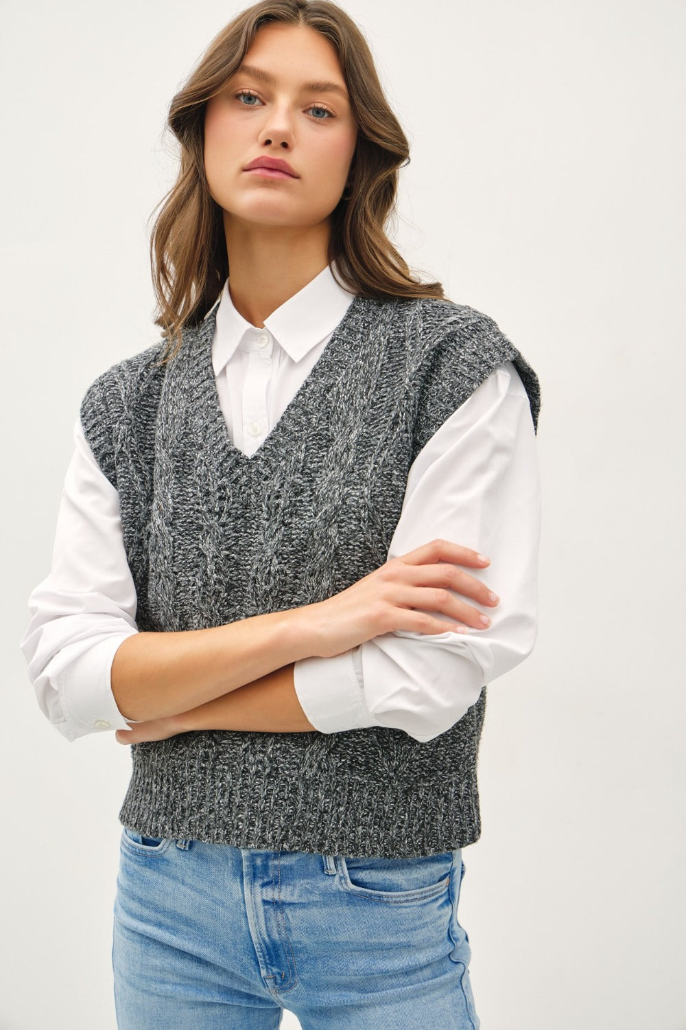 cable knit sweater vest women's