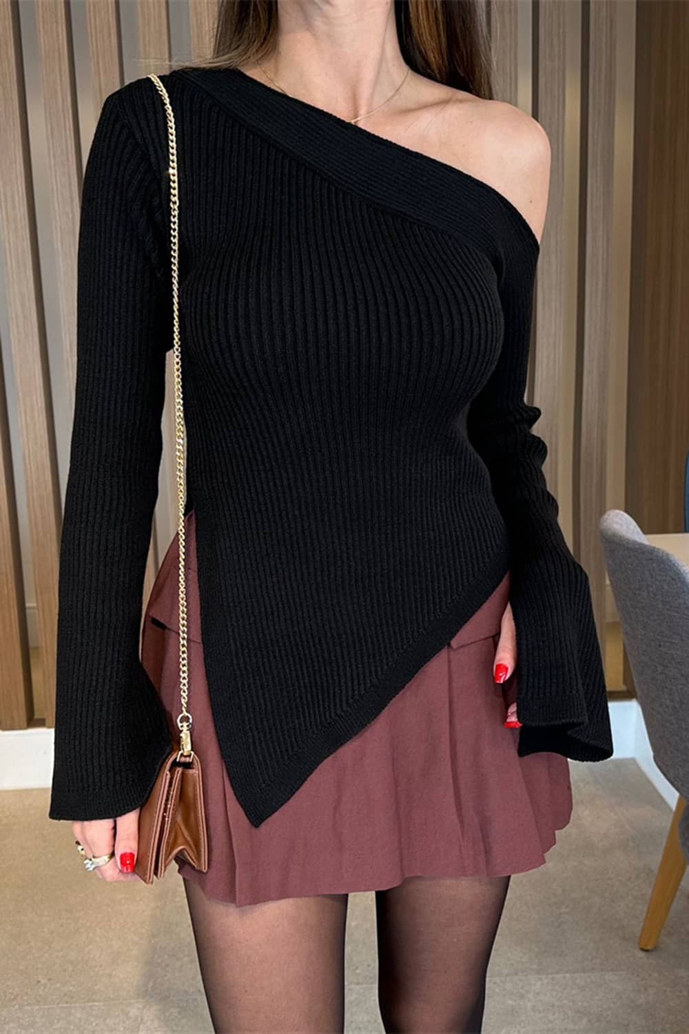 one shoulder sweater women