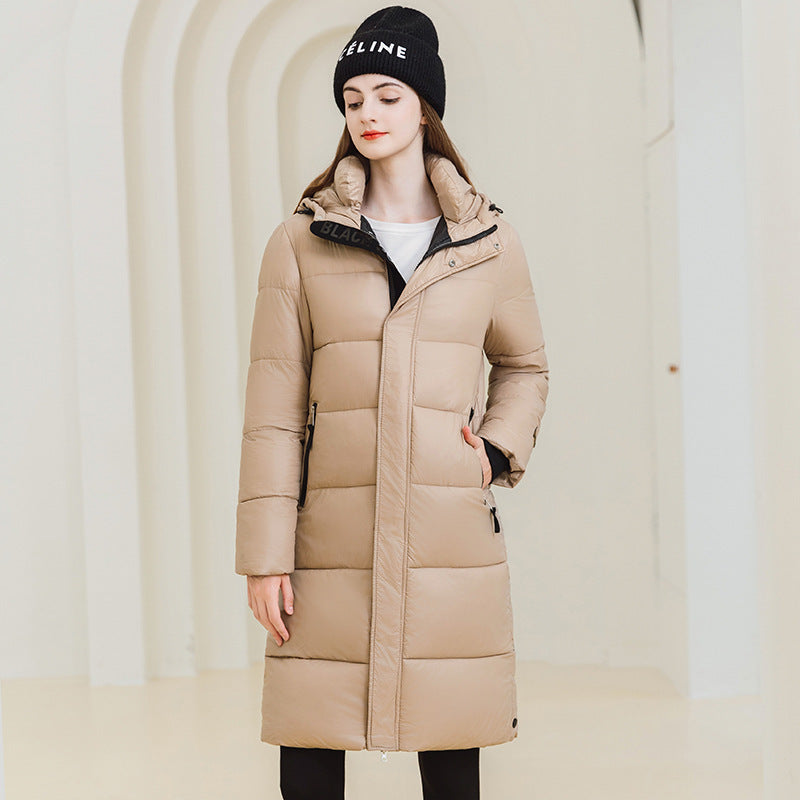 Hooded puffer long coat Khaki