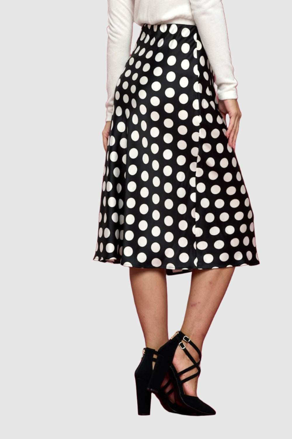 polka dot midi skirt