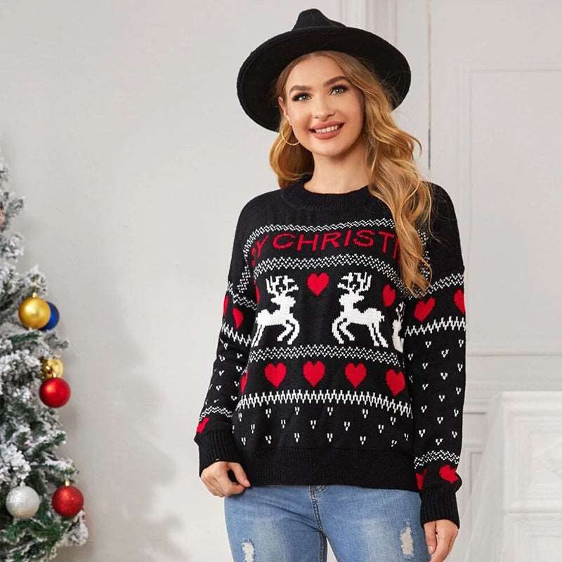 cute christmas sweater women's Black