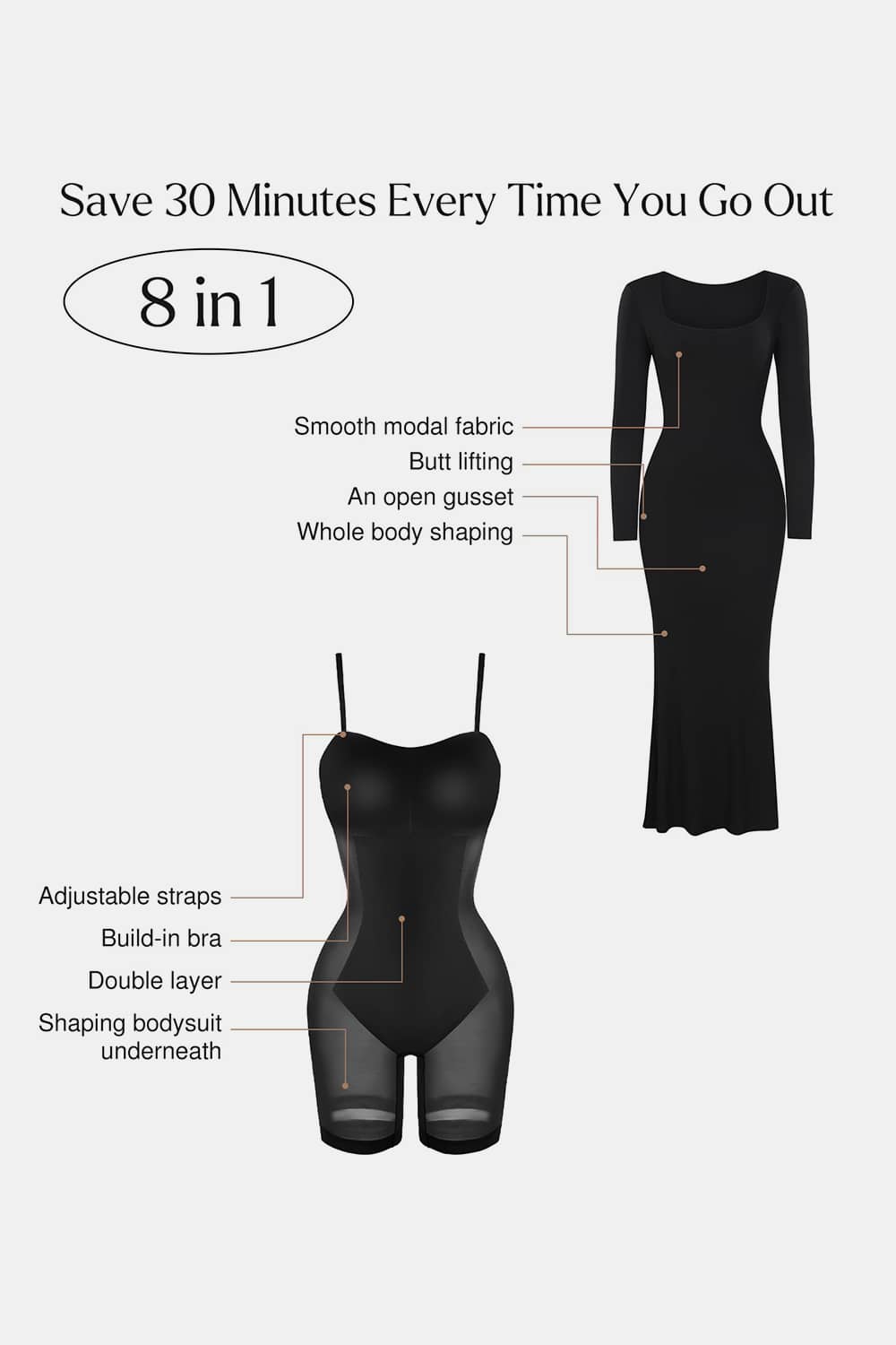 maxi dress with built in shapewear