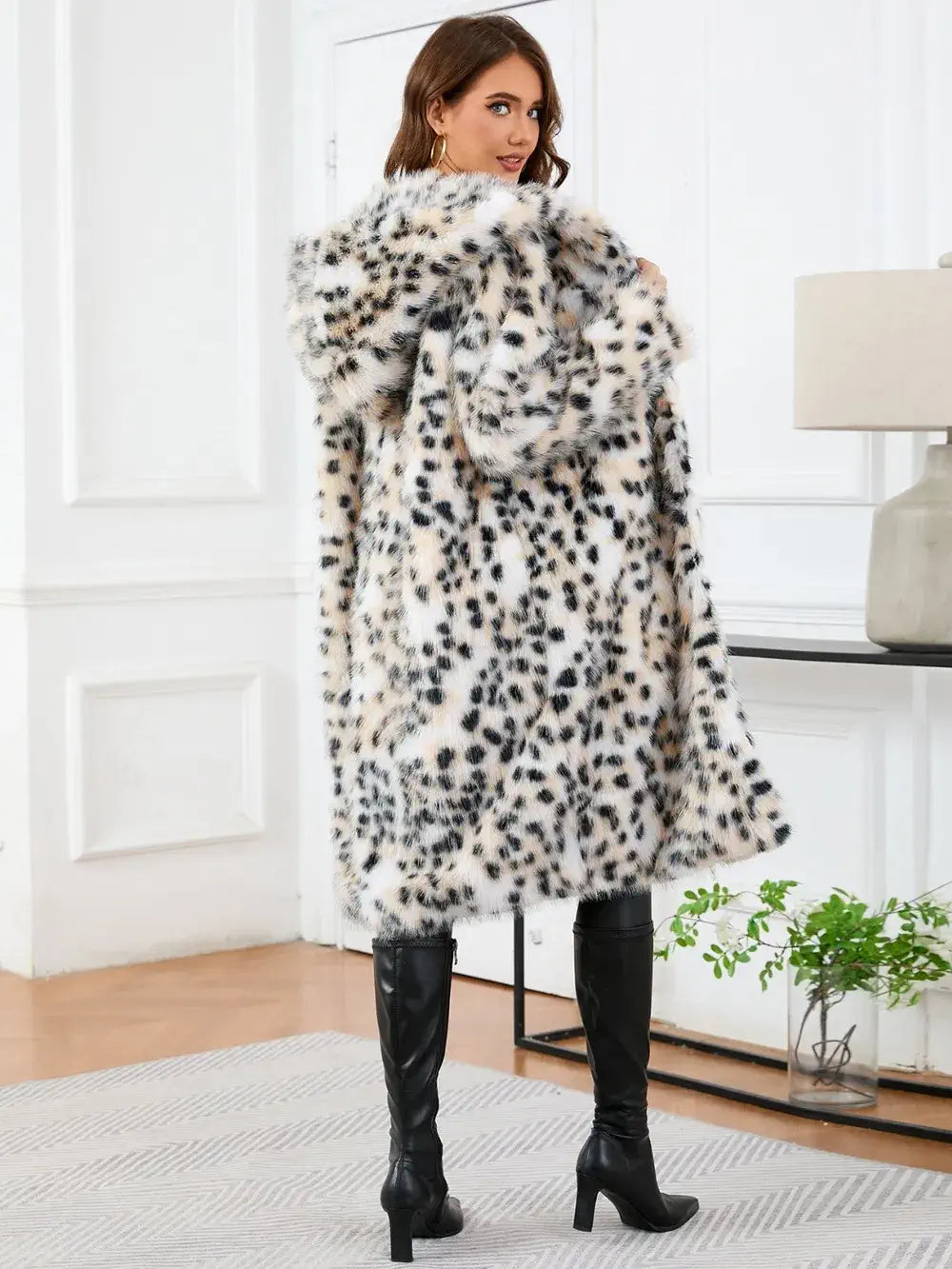 faux fur hooded coat womens