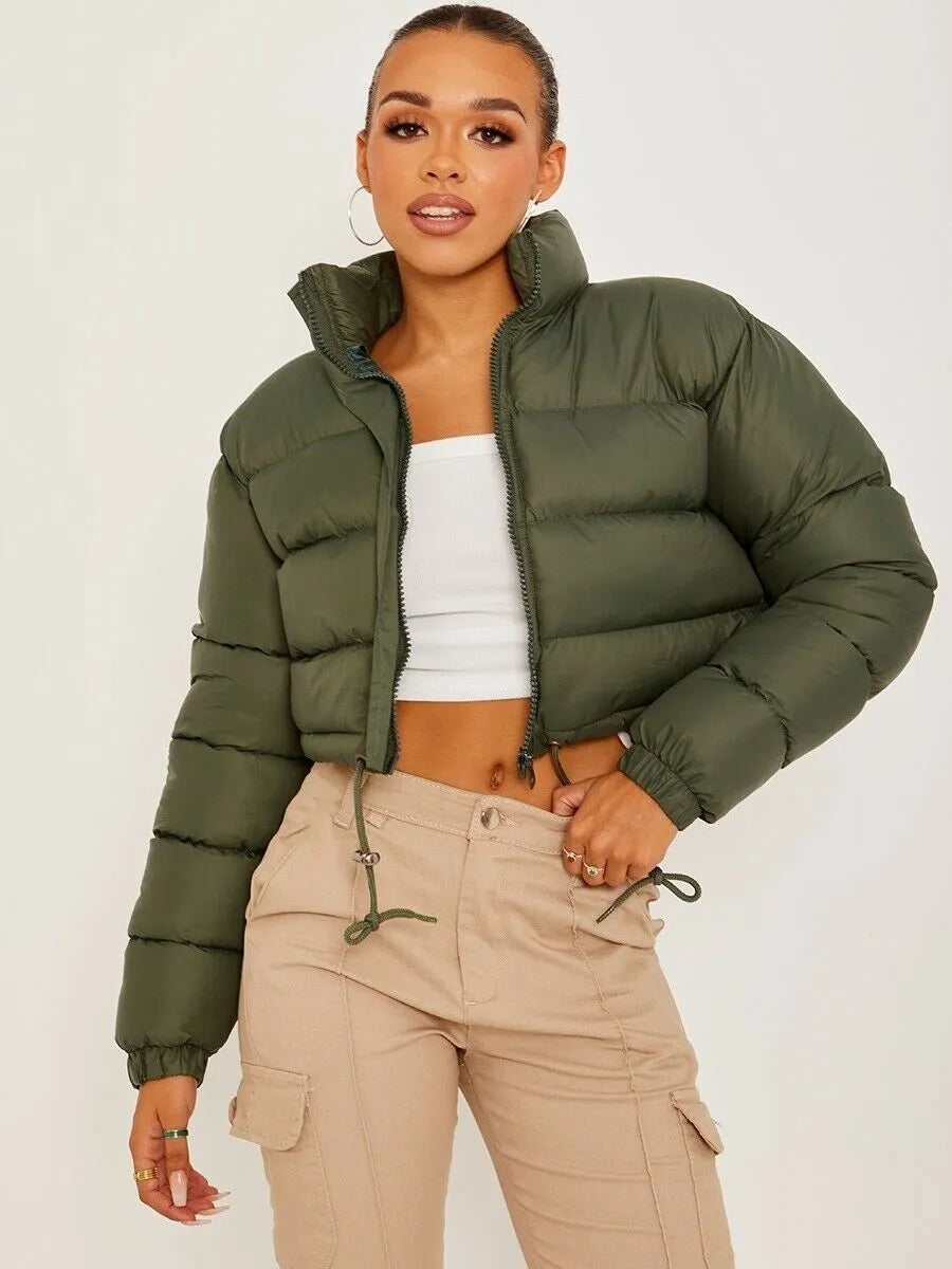 women's cropped puffer jacket Army Green