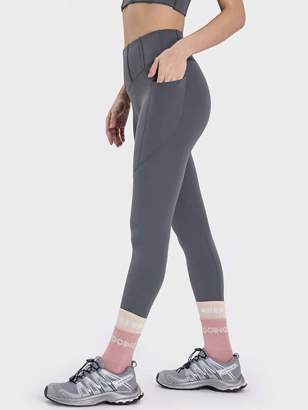 high waisted leggings with pockets Dark Gray