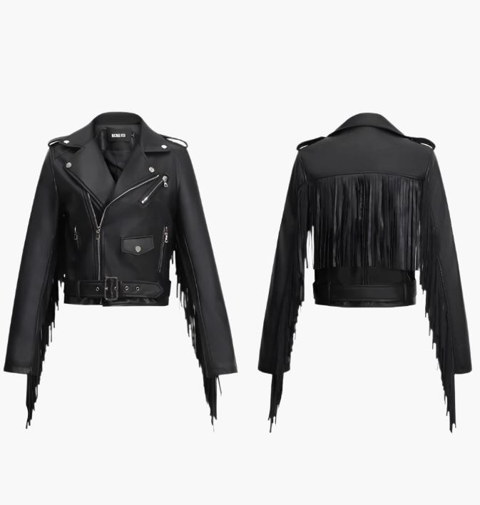 faux leather moto jacket women's