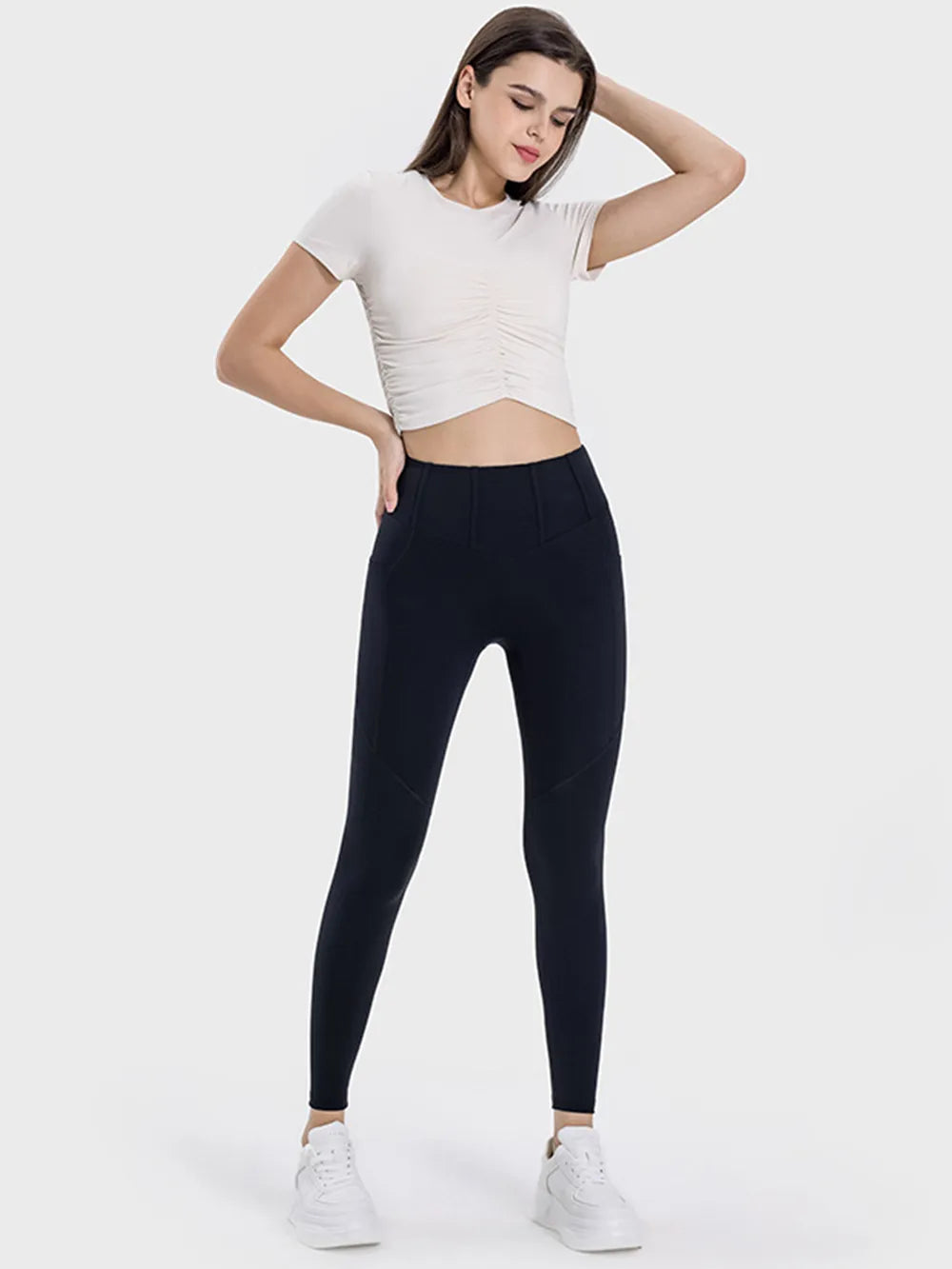 high waisted leggings with pockets Black