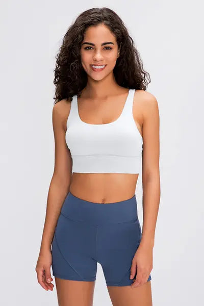 strappy back sport bra White