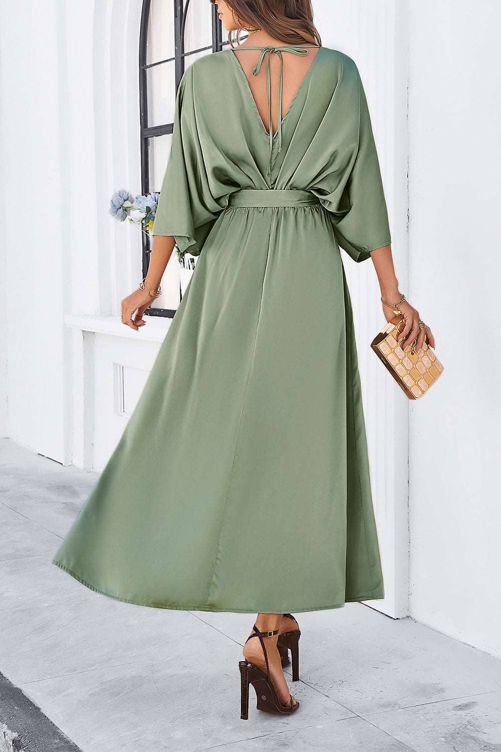 3/4 sleeve dress for wedding guest