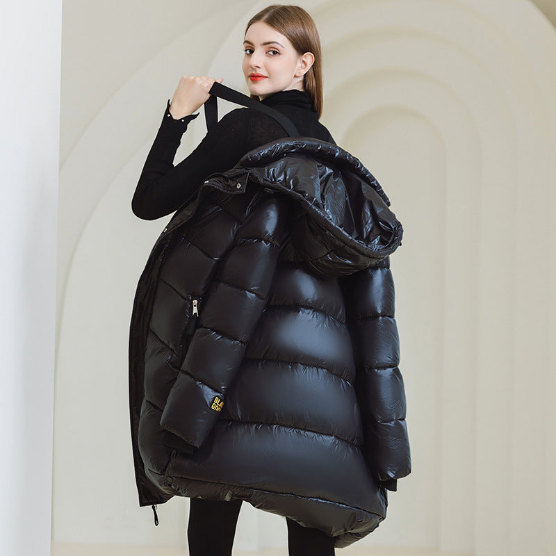 Hooded puffer long coat