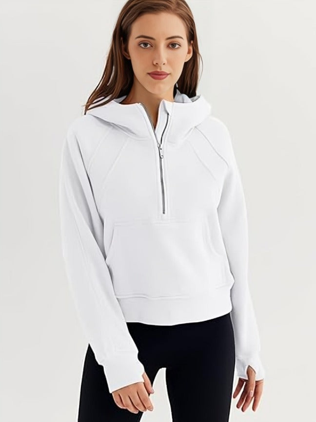 kangaroo pocket hoodie women's White