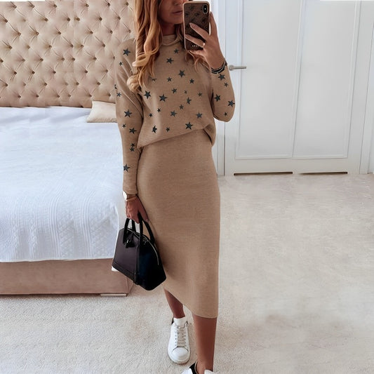 top and skirt set Brown