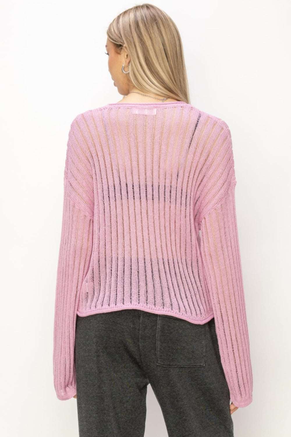 long sleeve ribbed knit top