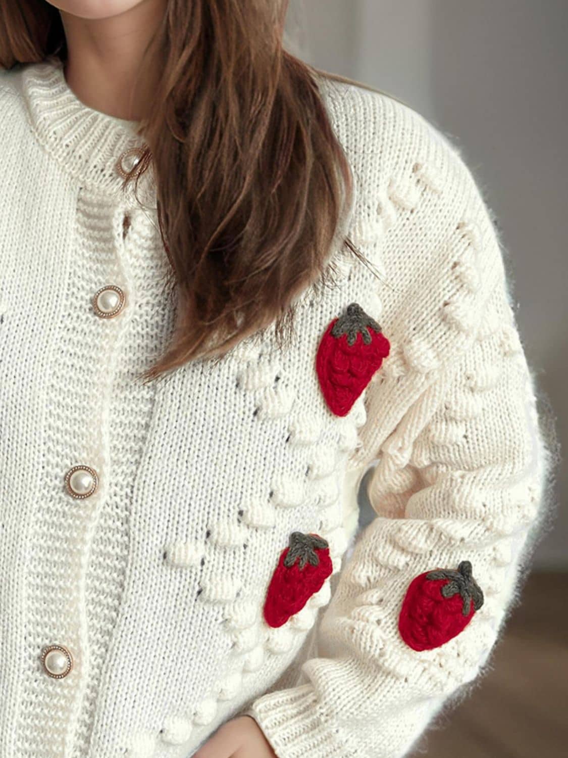 women's strawberry cardigan