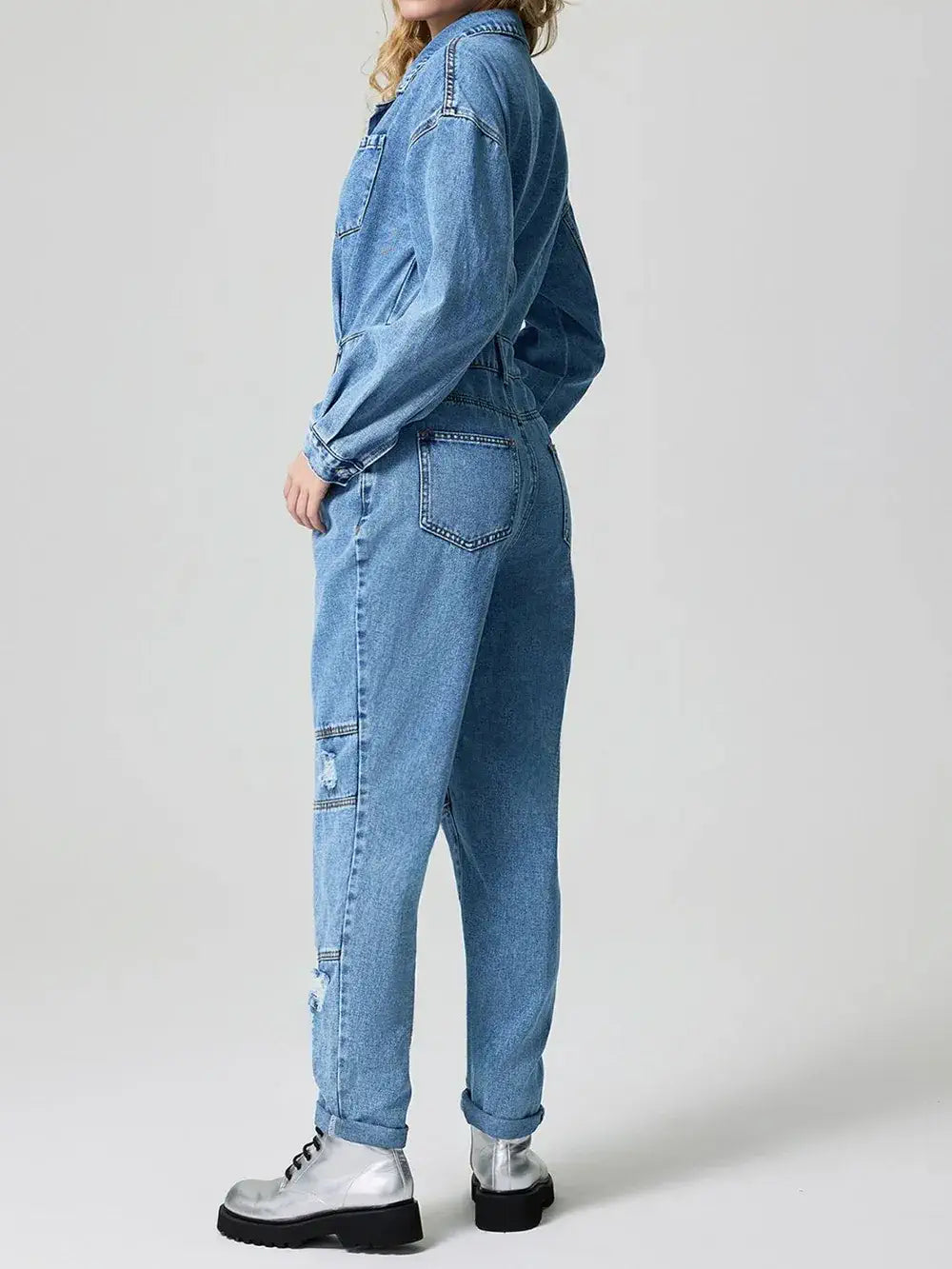 long sleeve denim jumpsuit for women