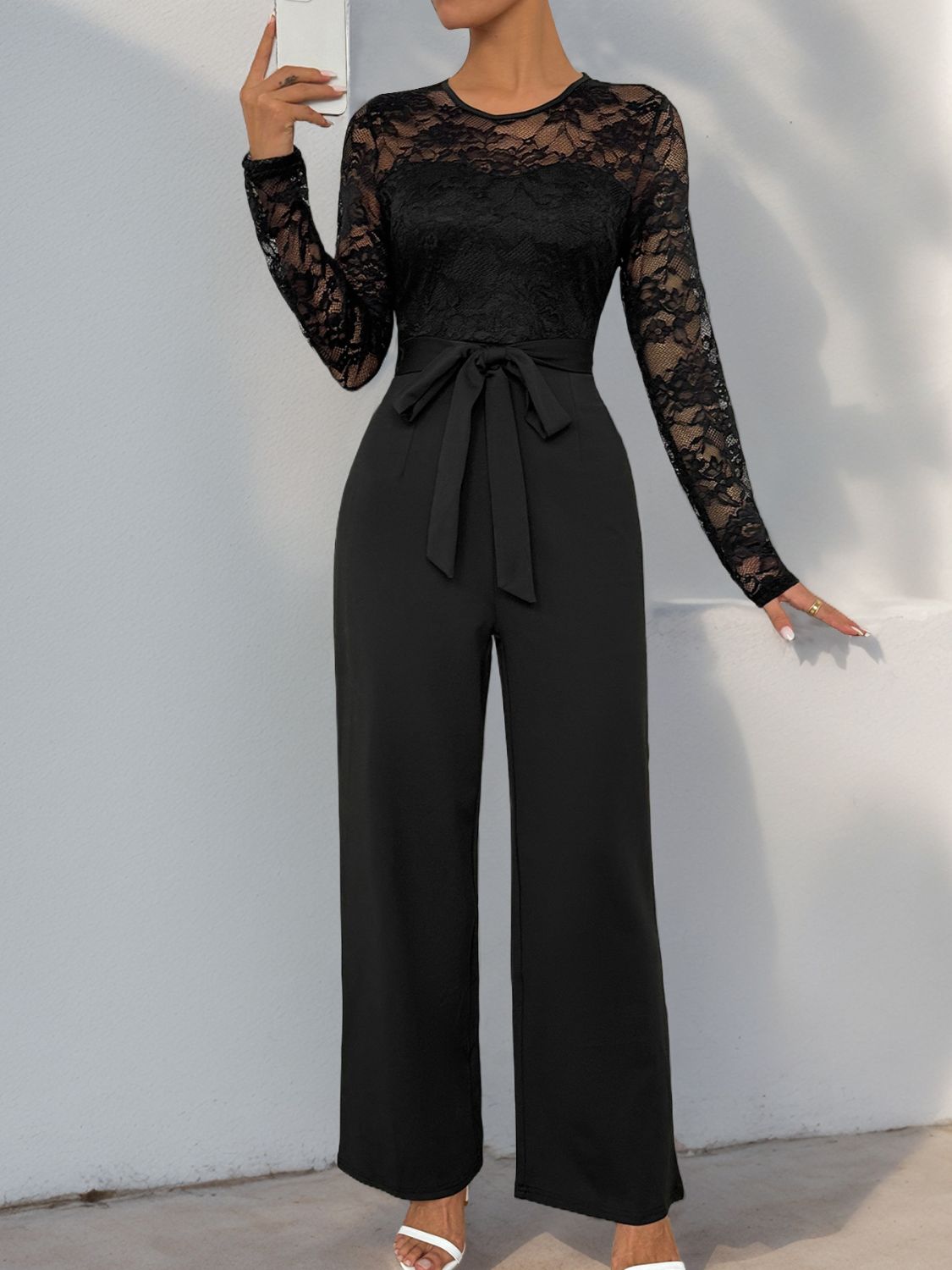 black long sleeve jumpsuit formal