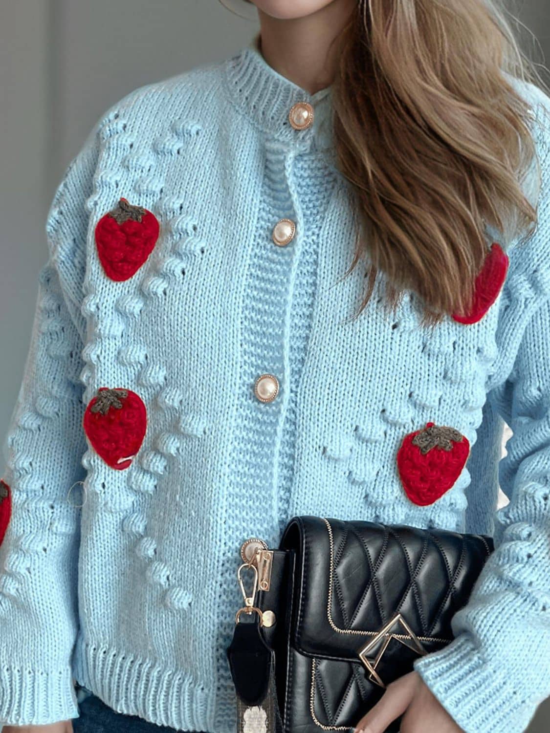 women's strawberry cardigan