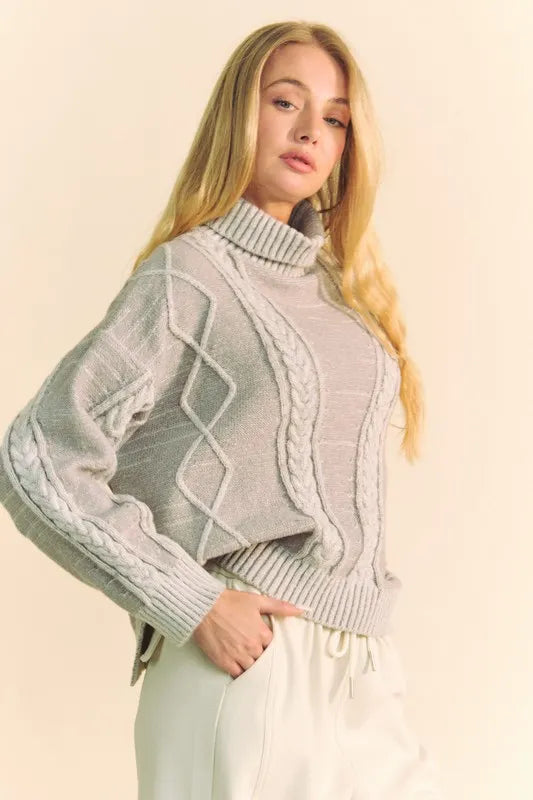 Cable-Knit Turtleneck Sweater