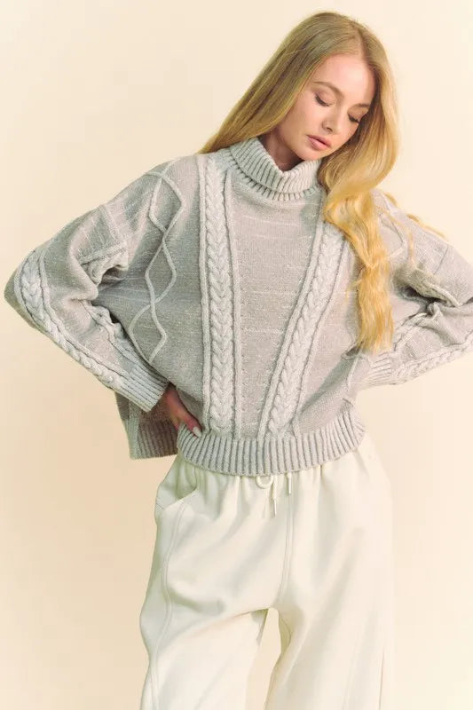 Cable-Knit Turtleneck Sweater