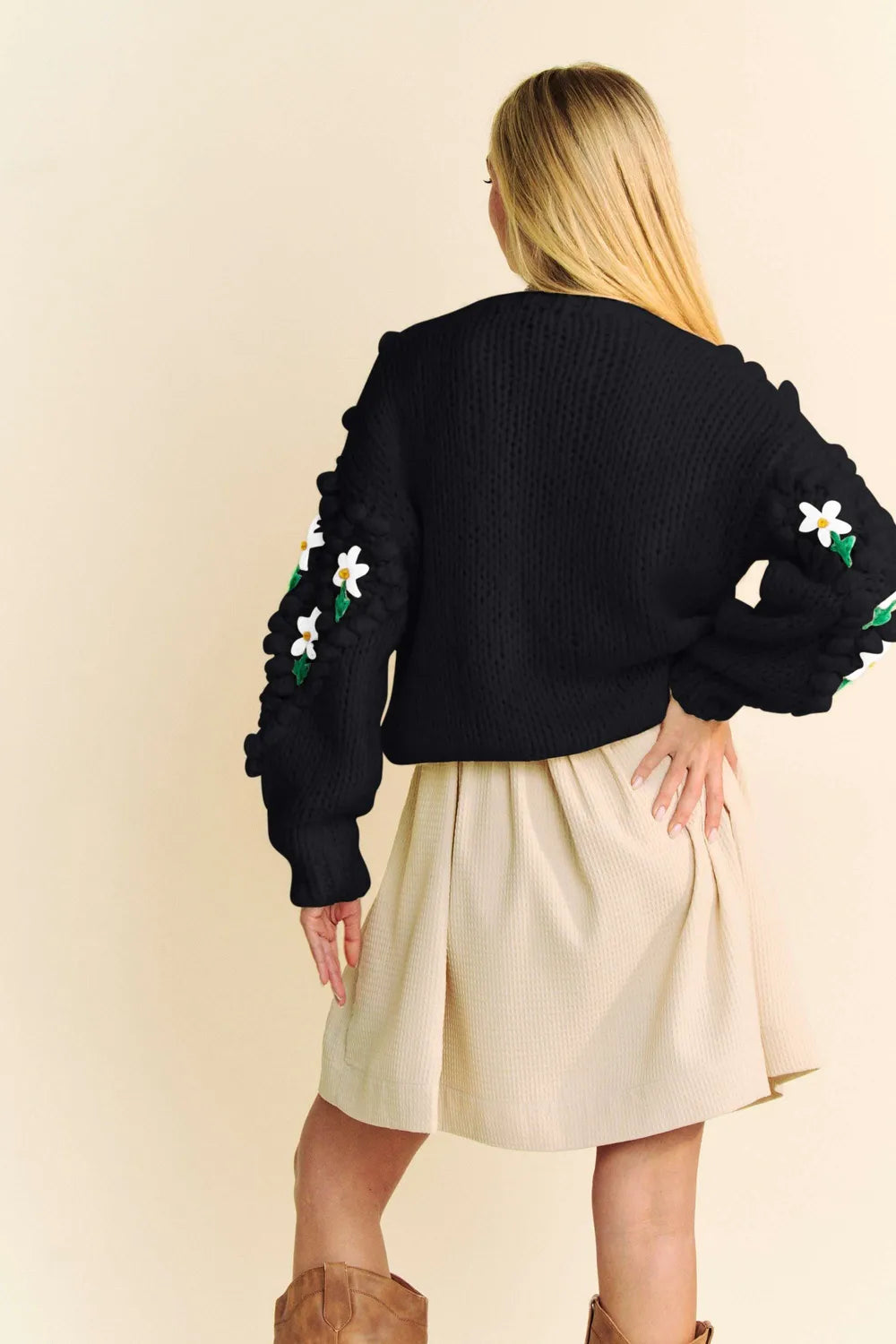 floral black cardigan