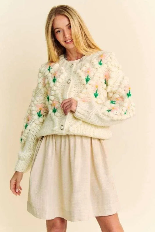 floral cardigan women Cream