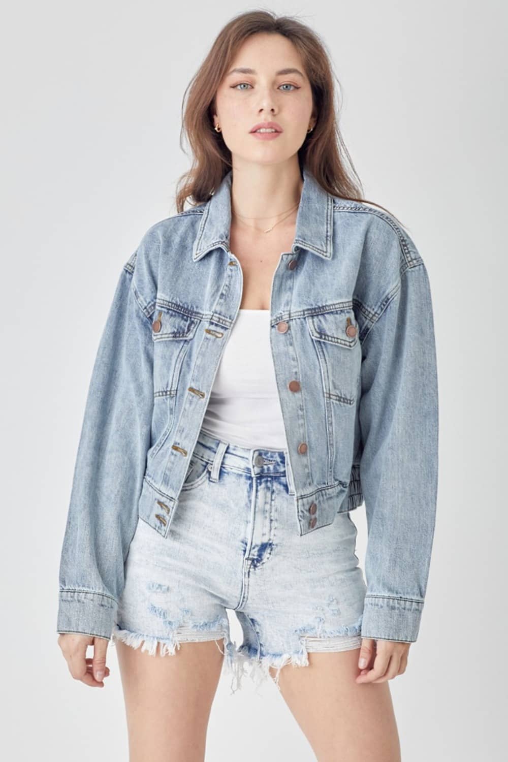 ladies light blue denim jacket Light Blue